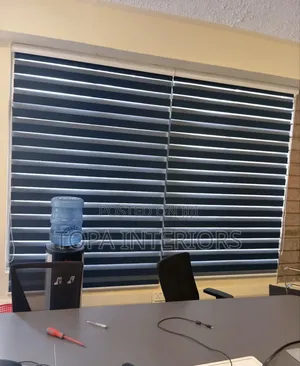 Navy Blue Horizontal Office Roller Window Blinds