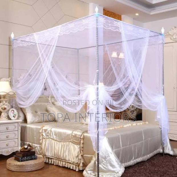 King Size 6x6 Bed Mosquito Nets With Four Stands - main view