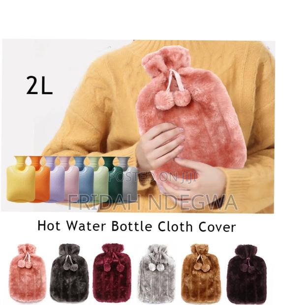 *Fluffy Fabric Covered 2 Litre Hot Water Bottle Bag - main view