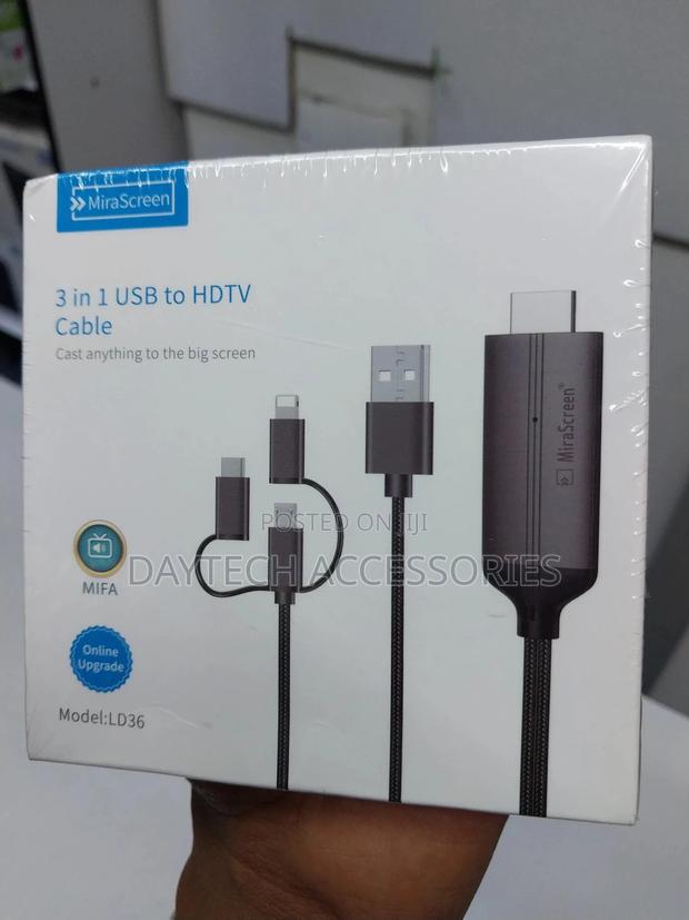Phone Usb to Hdmi Cable - 3 In1 - Ld36 - Mirascreen Adapter.
