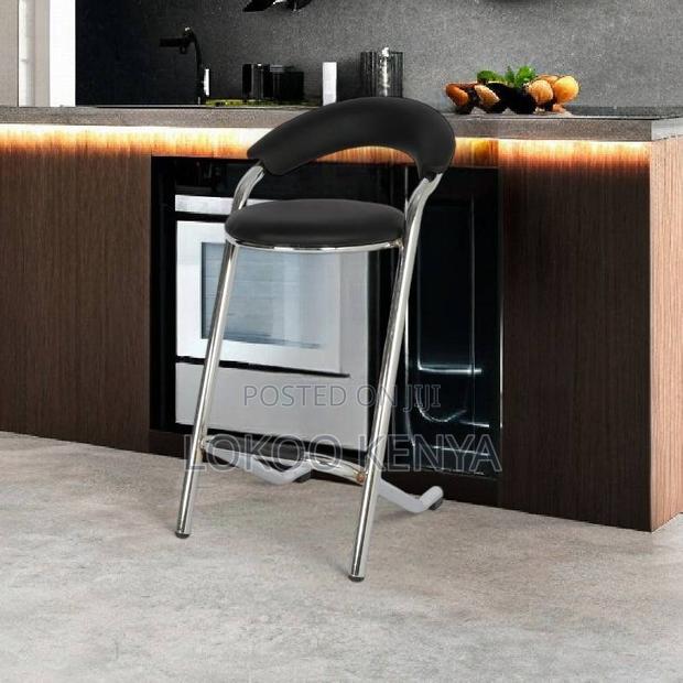 Stool; Leather-Chrome Home Kitchen Counter Barstool With Footrest