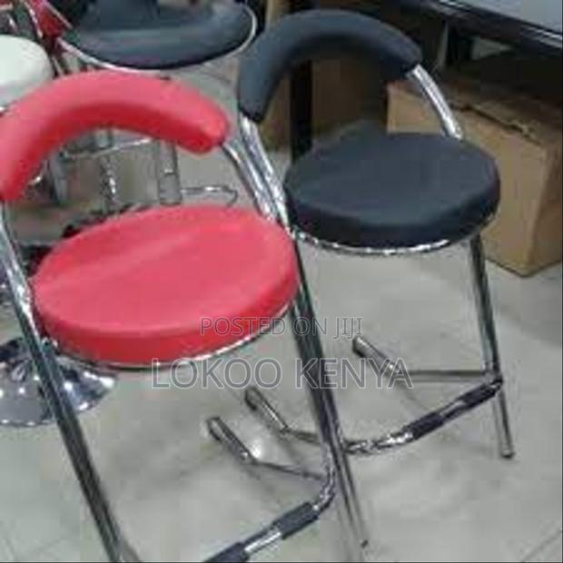 Stool; Leather-Chrome Home Kitchen Counter Barstool With Footrest - thumbnail 3