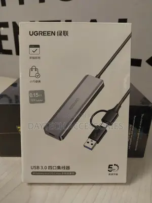 Ugreen 2 in 1 Usb/Type C to 4-Port Usb 3.0 Hub – Cr113 – Black