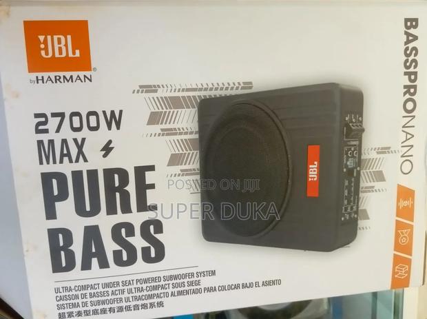 JBL Basspro Nano, an Ultra-Compact Powered Subwoofer System.