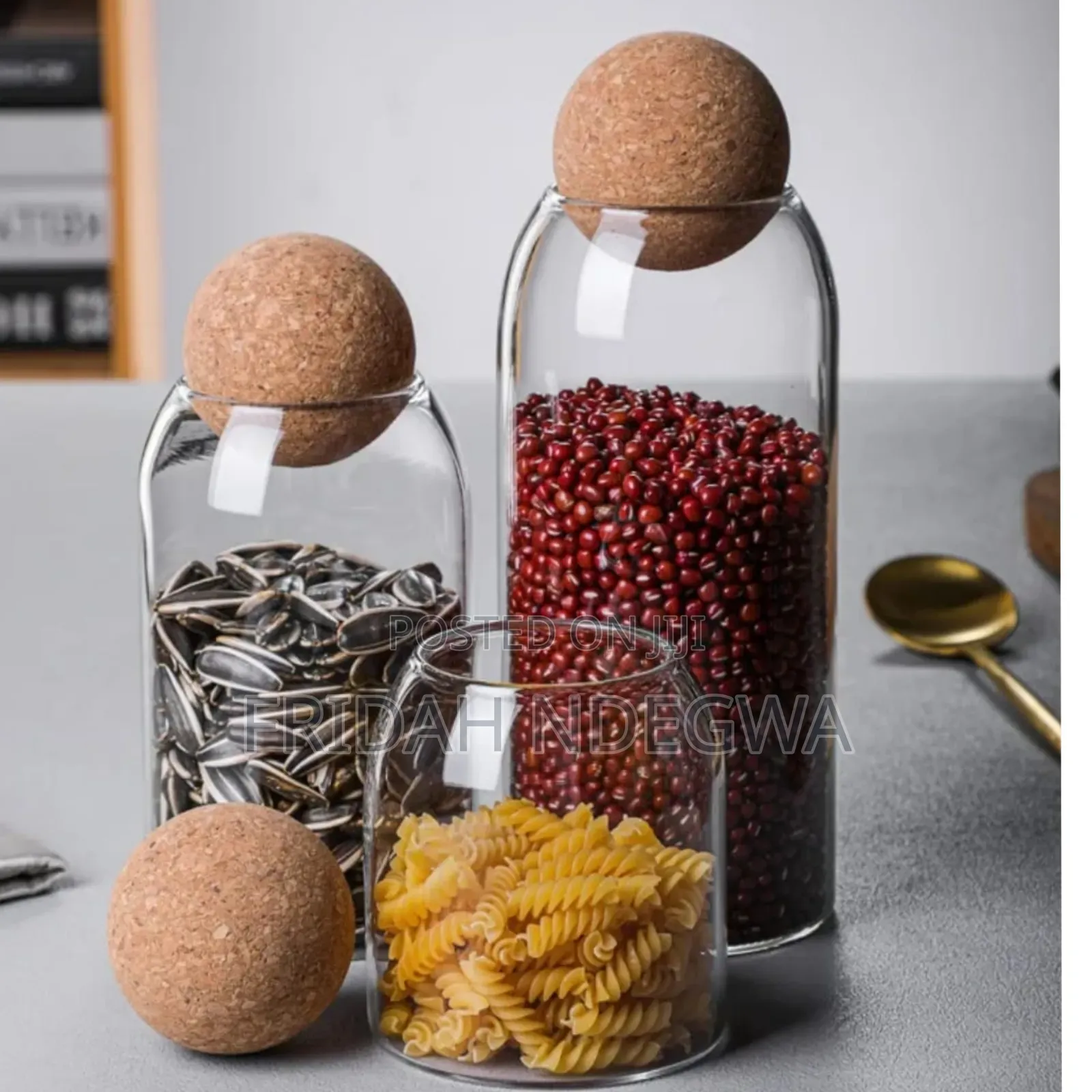 3pc Glass Storage Jars With Cork Lids