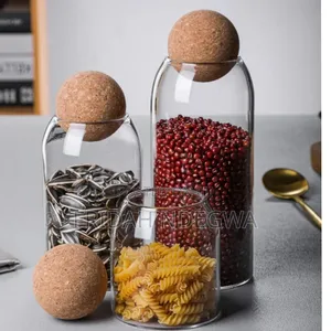 3pc Glass Storage Jars With Cork Lids