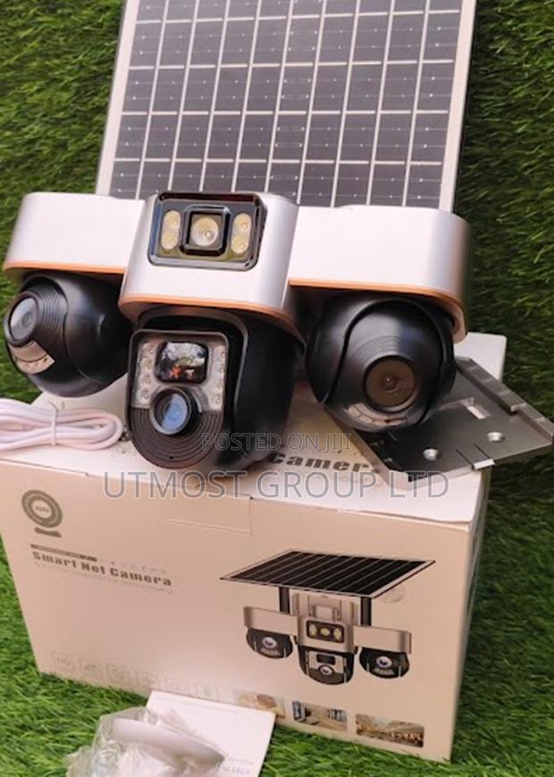 V380 Pro Rotatable Triple Lens Camera – Solar + Smart Tracking