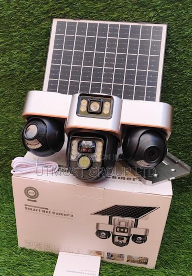 Triple Lens V380 Outdoor Camera – 355° Solar + Remote Rotation - main view