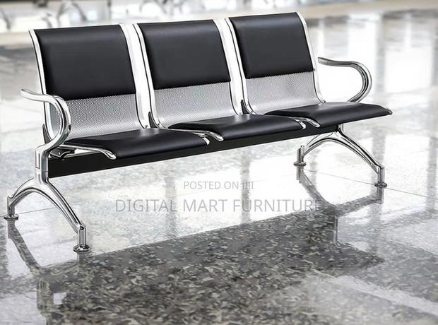 Office Bench: Black Leather Bench Seat - main view