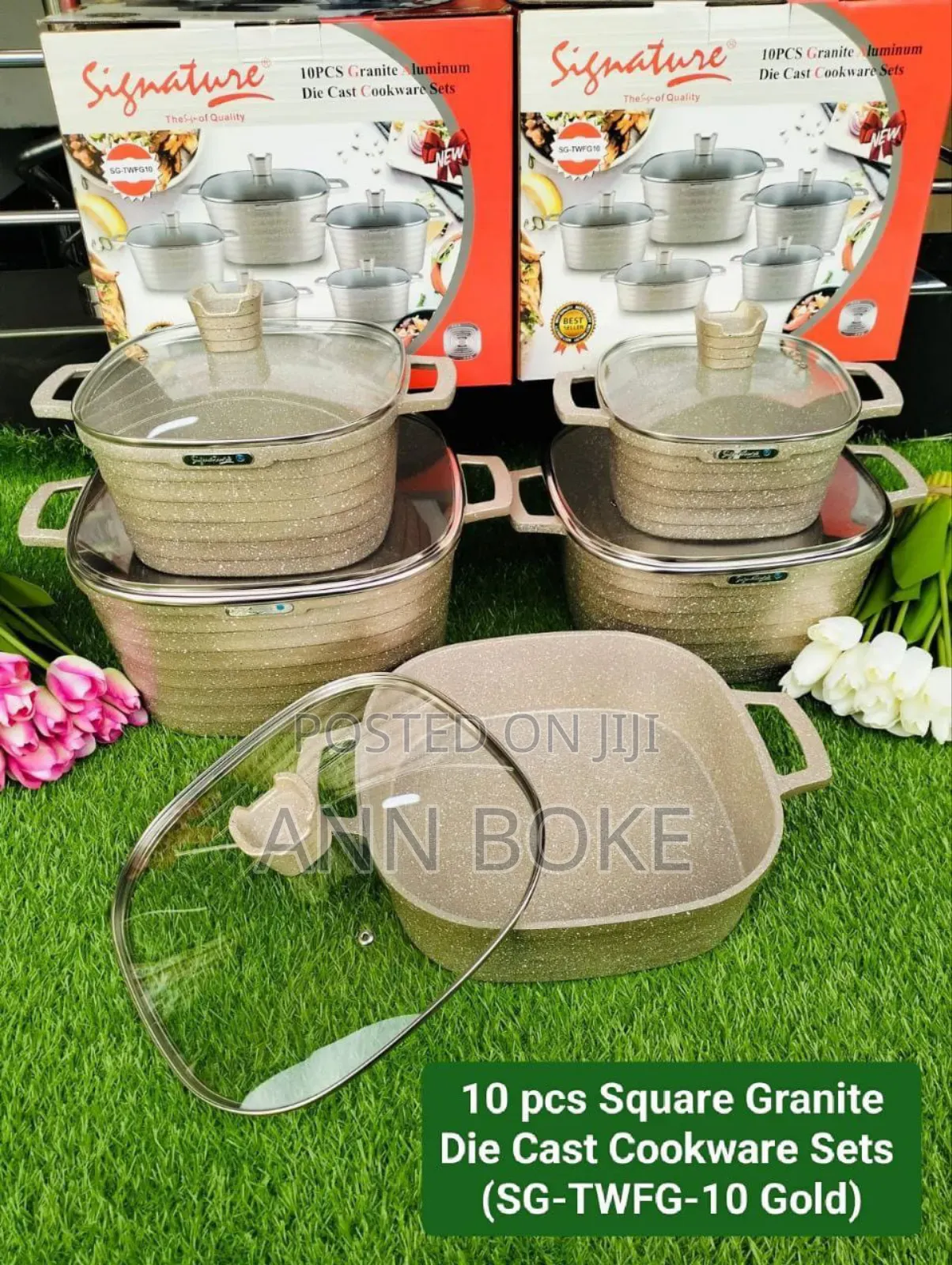 10pcs Square Granite Die Cast Cookware Sets