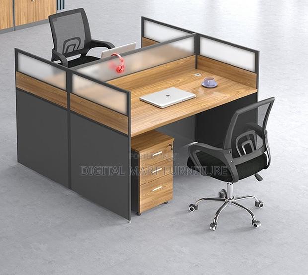 Office Desk: 2 Way Contemporary Brown Workstation