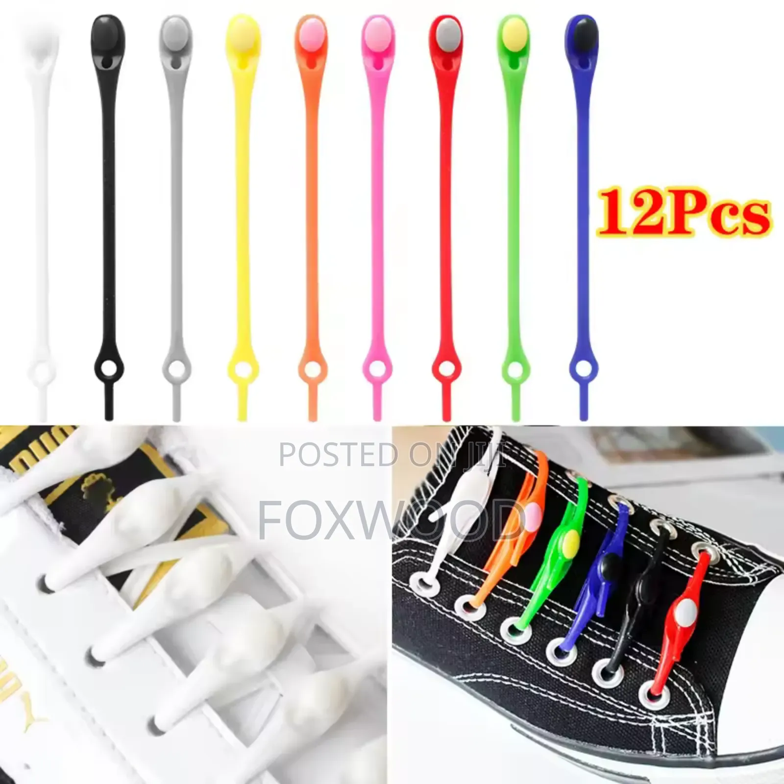 Lazy Silicone Stretch Shoe Laces 12pcs