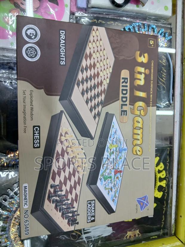 New 3 in 1 Board Game Chess, Draught and Snakes Ladders - main view