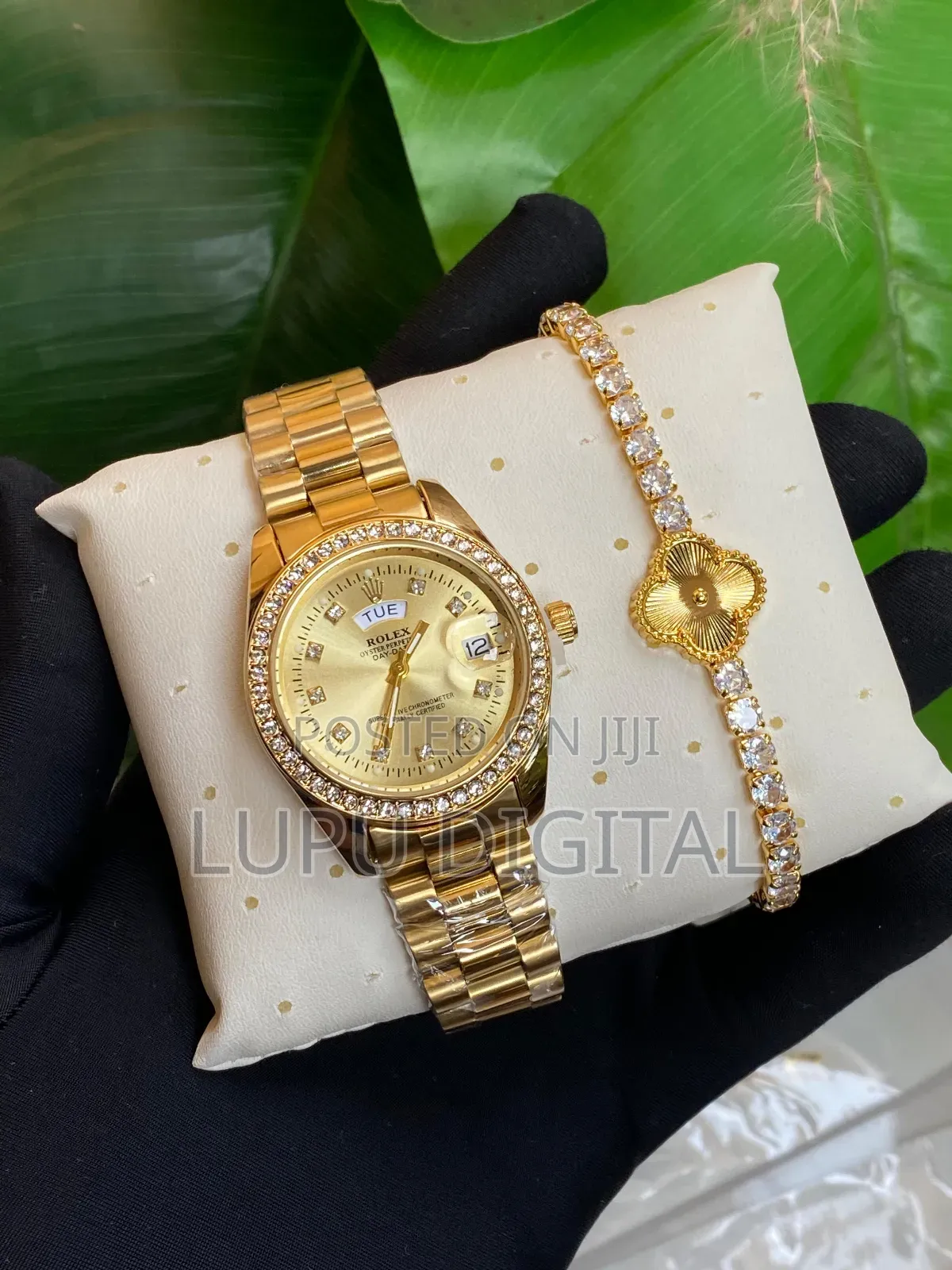 Rolex Iced Ladies X Bracelet Watch and Bracelet