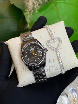 Rolex Iced Ladies X Bracelet Watch and Bracelet