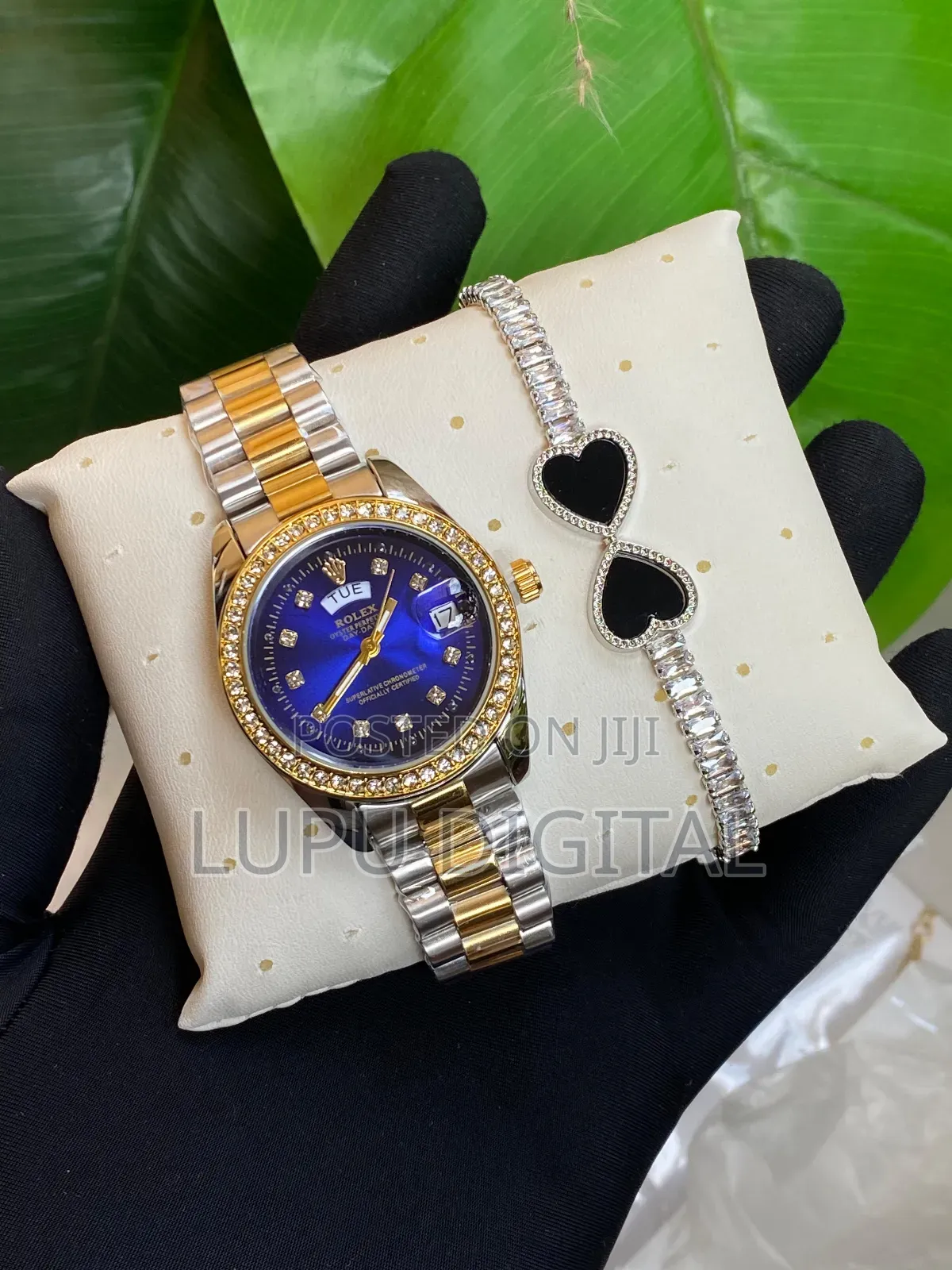 Rolex Iced Ladies X Bracelet Watch and Bracelet