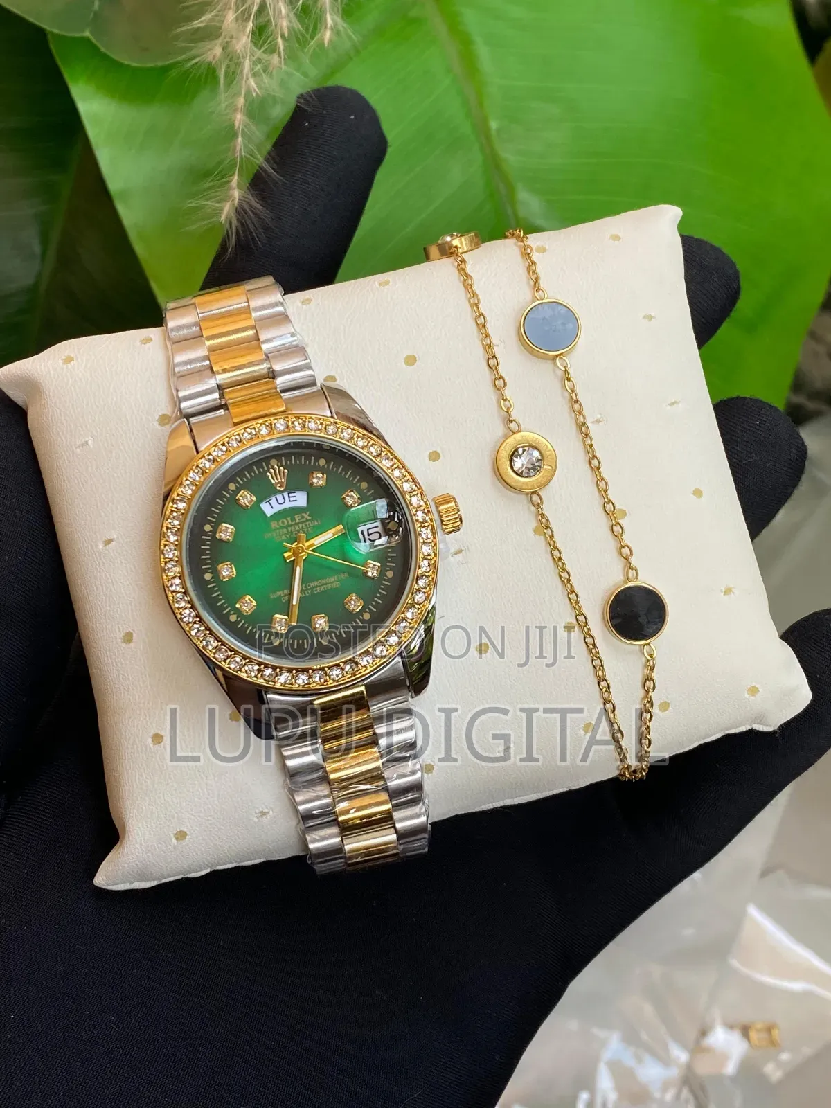 Rolex Iced Ladies X Bracelet Watch and Bracelet