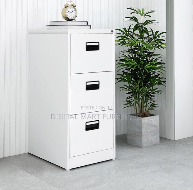 Office Cabinet: Three Drawer White File Cabinet