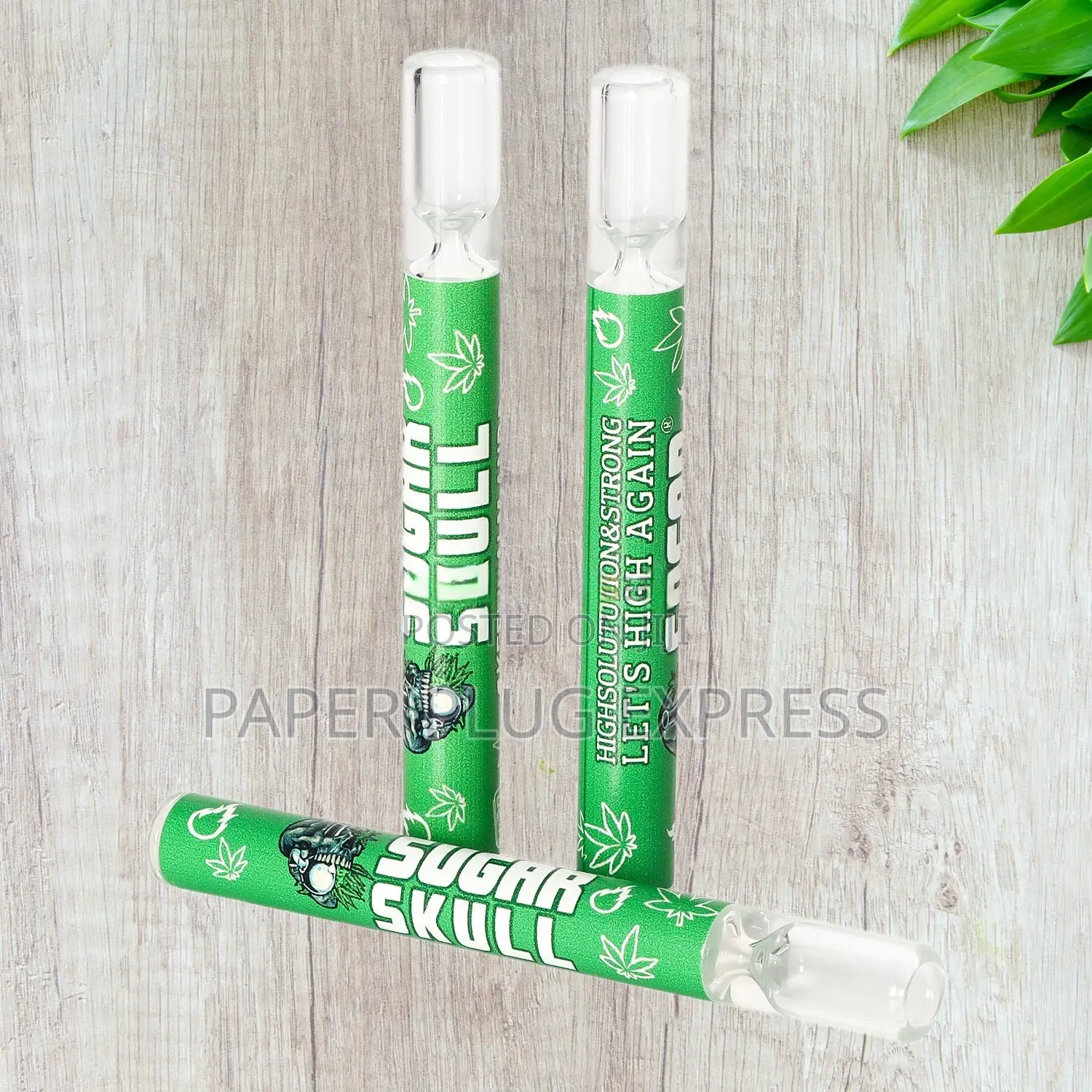 Sugar Skull Chillum Smoking Straight Design Glass Pipe