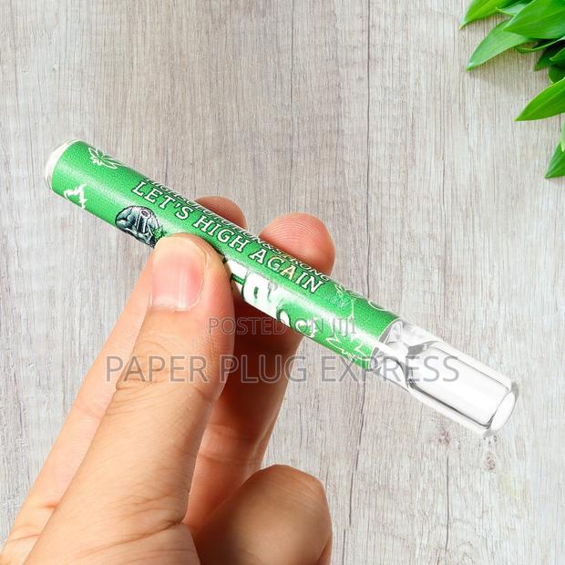 Sugar Skull Chillum Smoking Straight Design Glass Pipe - thumbnail 2