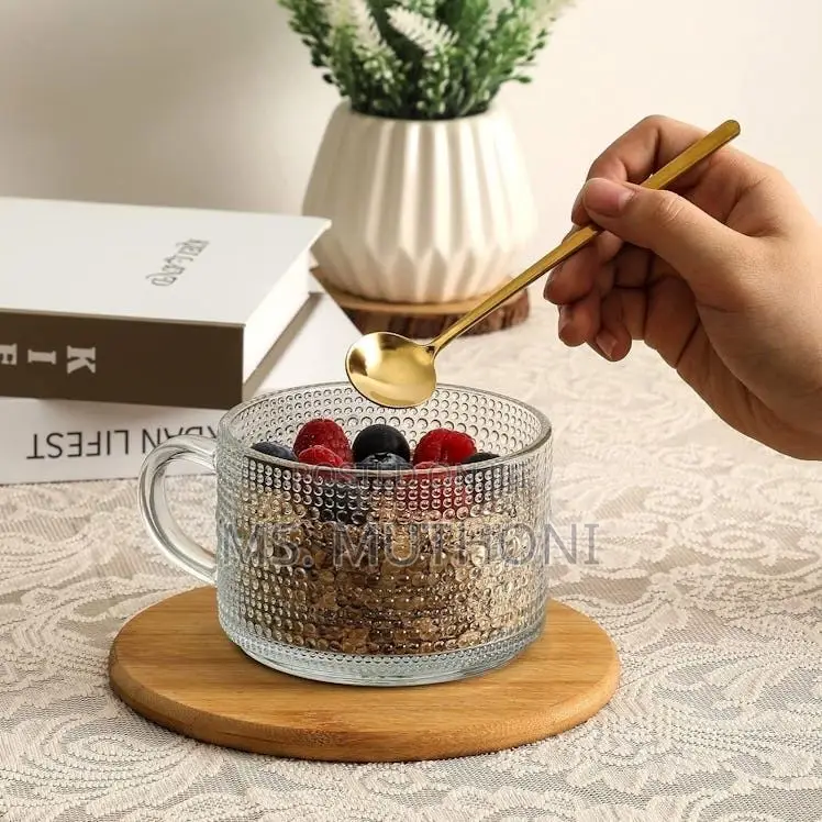 4 PCS Vintage Glass Coffee Mugs With a Bamboo Lid