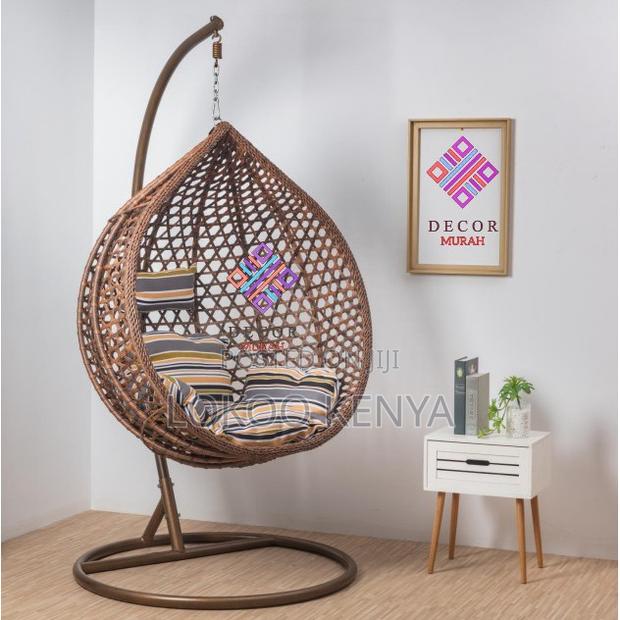 Swing Chair; Cushioned Outdoor Rattan Hammock Durable Swing Chair