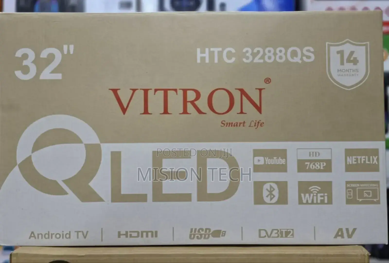 Vitron 32-Inch Qled Smart Android Tv, Model HTC 3288qs.
 