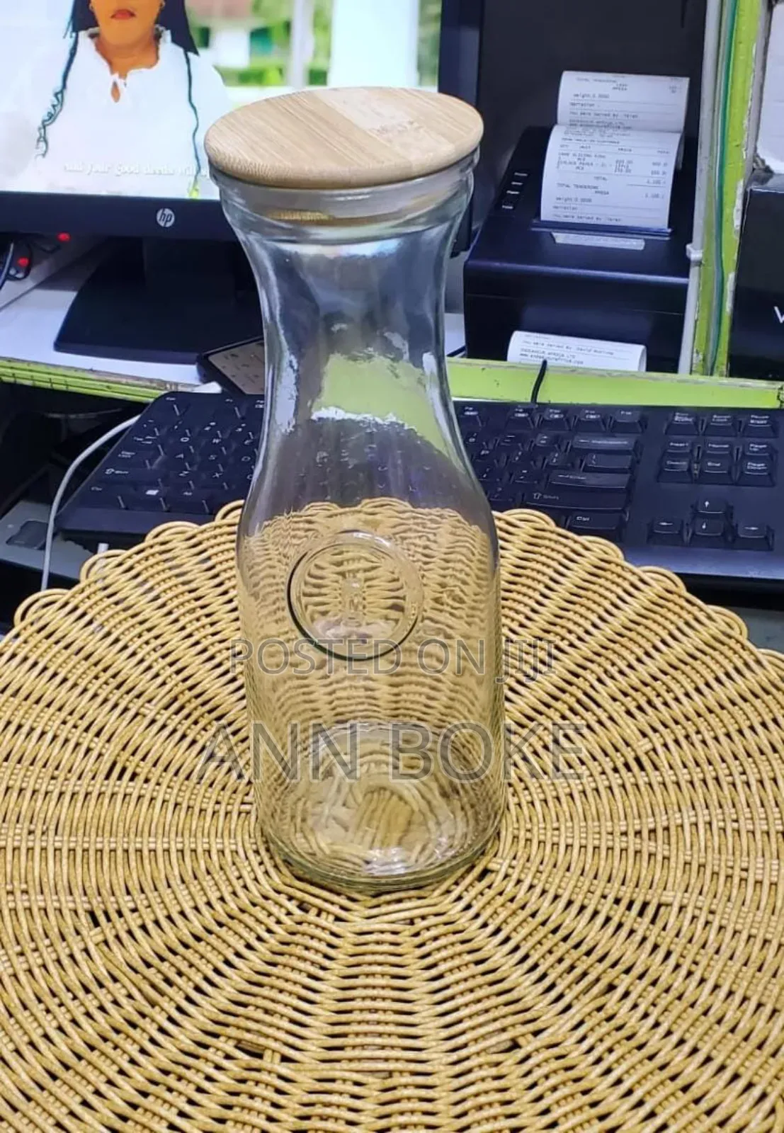 *Juice Storage Glass Jar/Carafe With Bamboo Lid
