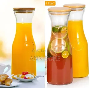 *Juice Storage Glass Jar/Carafe With Bamboo Lid