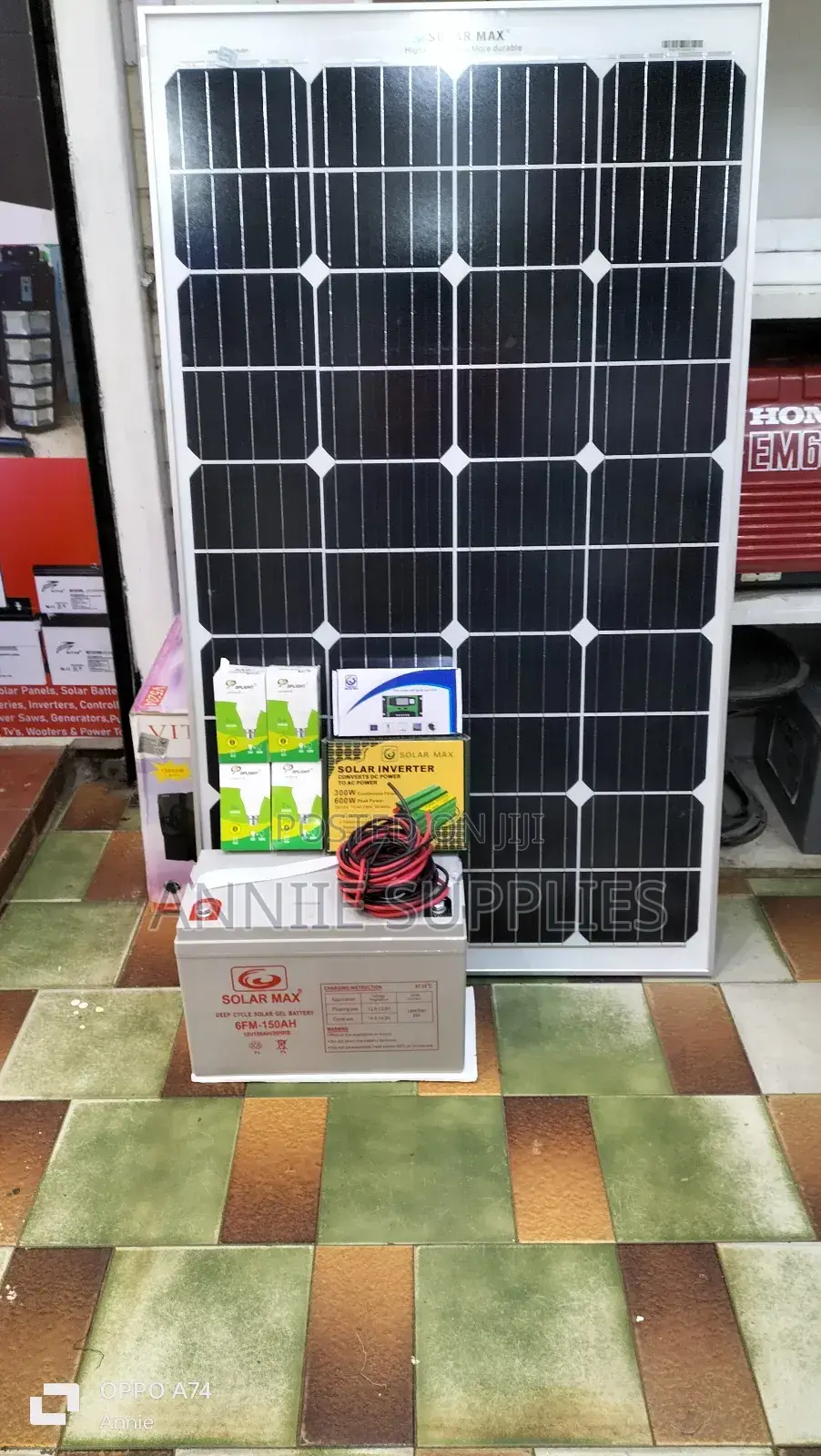 250 Watts Solar -150ah Gel Battery - 300w Inverter - 30a Controller