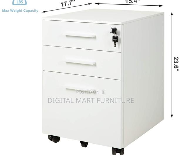 Office Cabinet: White 3 Tier Storage File Cabinet - thumbnail 3