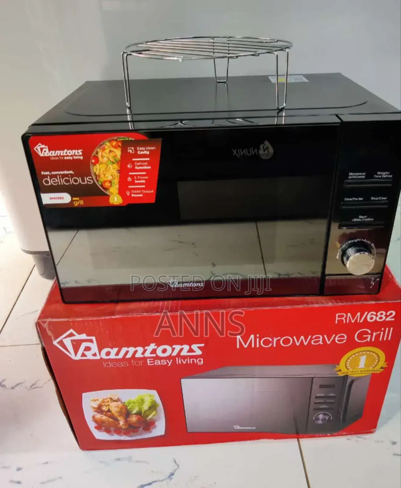 Ramtons 20 Litres Digital Microwave Rm 682 With Grill (Black Glass)