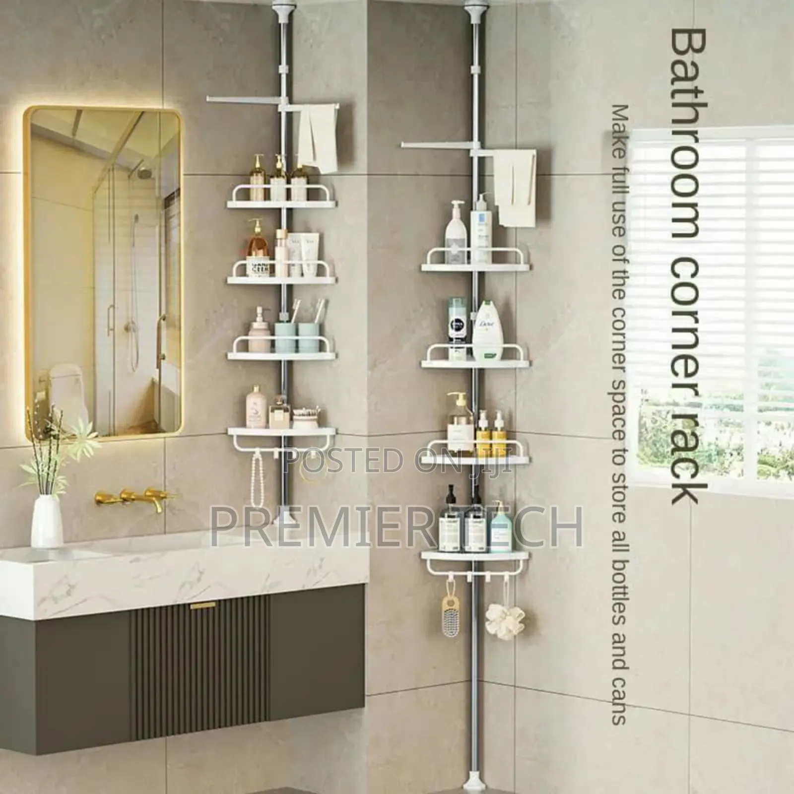 *4 Tier Adjustable Telescopic Multi-Corner Shelf Organiser*