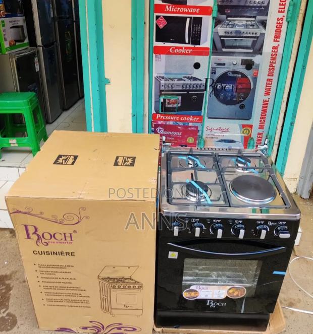 Roch Standing Cooker 60cmx60cm, 3gas+1plate Electric Oven, Jet Burners