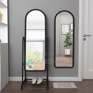 Home Mirror; Movable Dressing Mirror With Pu Framed Design