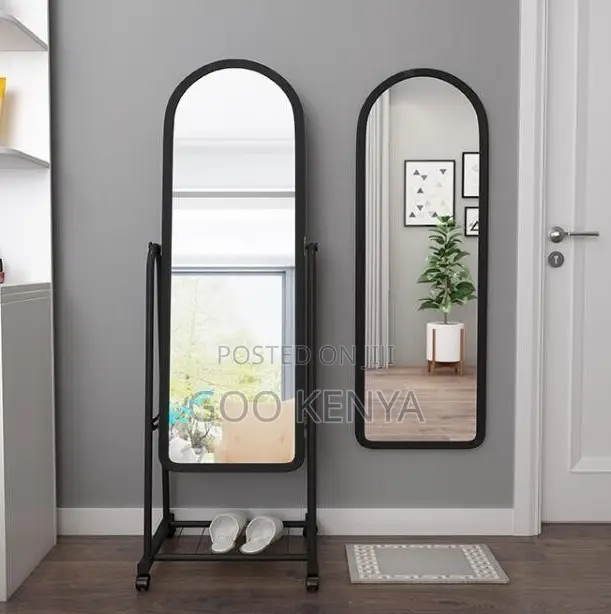 Home Mirror; Movable Dressing Mirror With Pu Framed Design