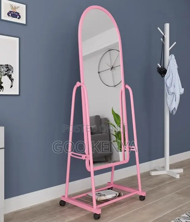 Home Mirror; Movable Dressing Mirror With Pu Framed Design