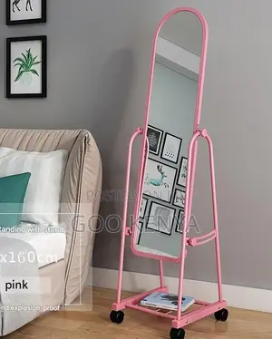 Home Mirror; Movable Dressing Mirror With Pu Framed Design