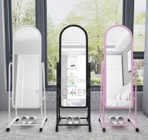 Home Mirror; Movable Dressing Mirror With Pu Framed Design