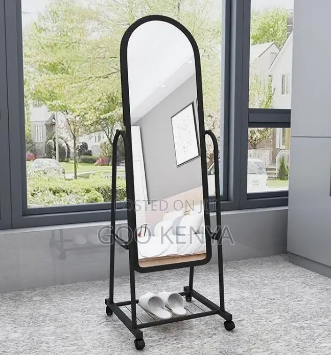 Home Mirror; Movable Dressing Mirror With Pu Framed Design