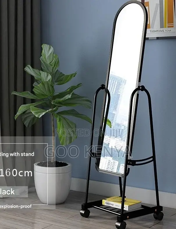 Home Mirror; Movable Dressing Mirror With Pu Framed Design