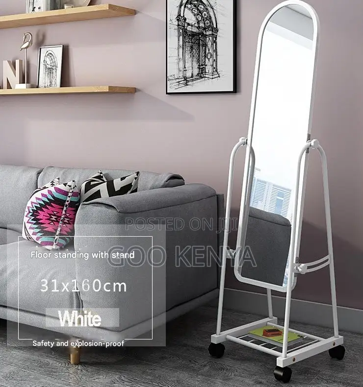 Home Mirror; Movable Dressing Mirror With Pu Framed Design