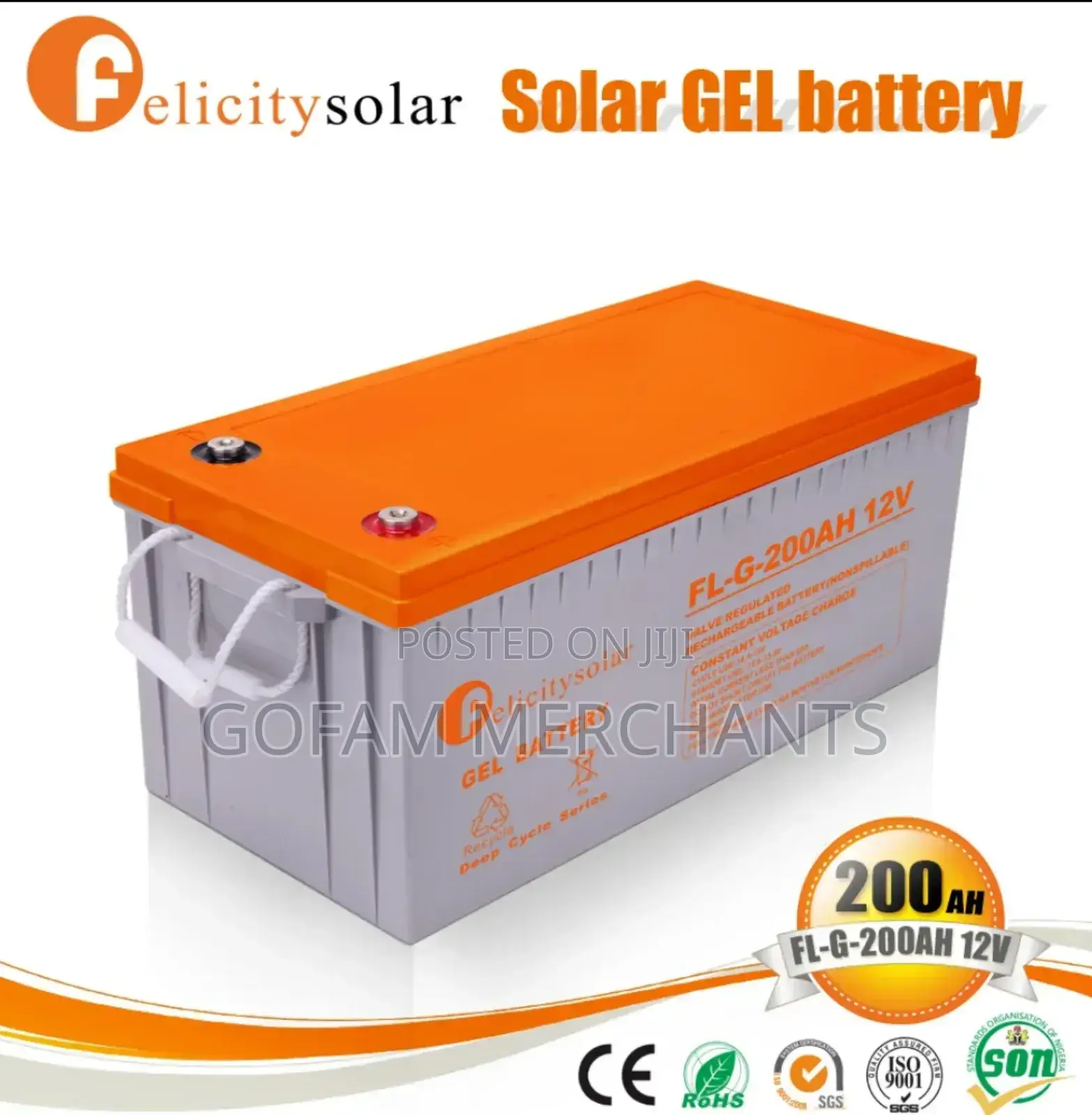 Felicity 200ah Gel Battery | 12v Gel Maintenance Free Solar Battery