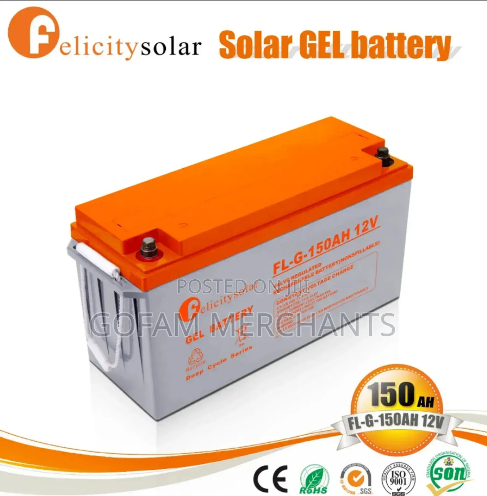 Felicity Solar Gel Maintenance Free Deep Cycle Battery 12v 150ah