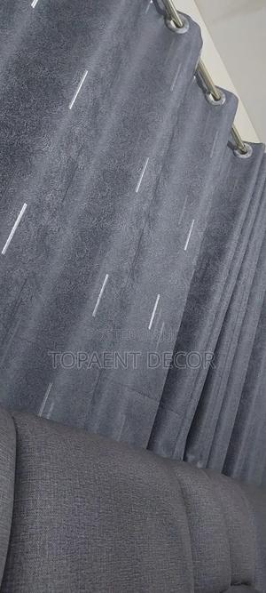 Grey With Minimal Patterns  Window Curtains - thumbnail 2