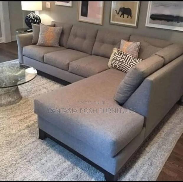 5-Seater Unique Grey Sectional Sofa + Throw Pillows - Free Delivery