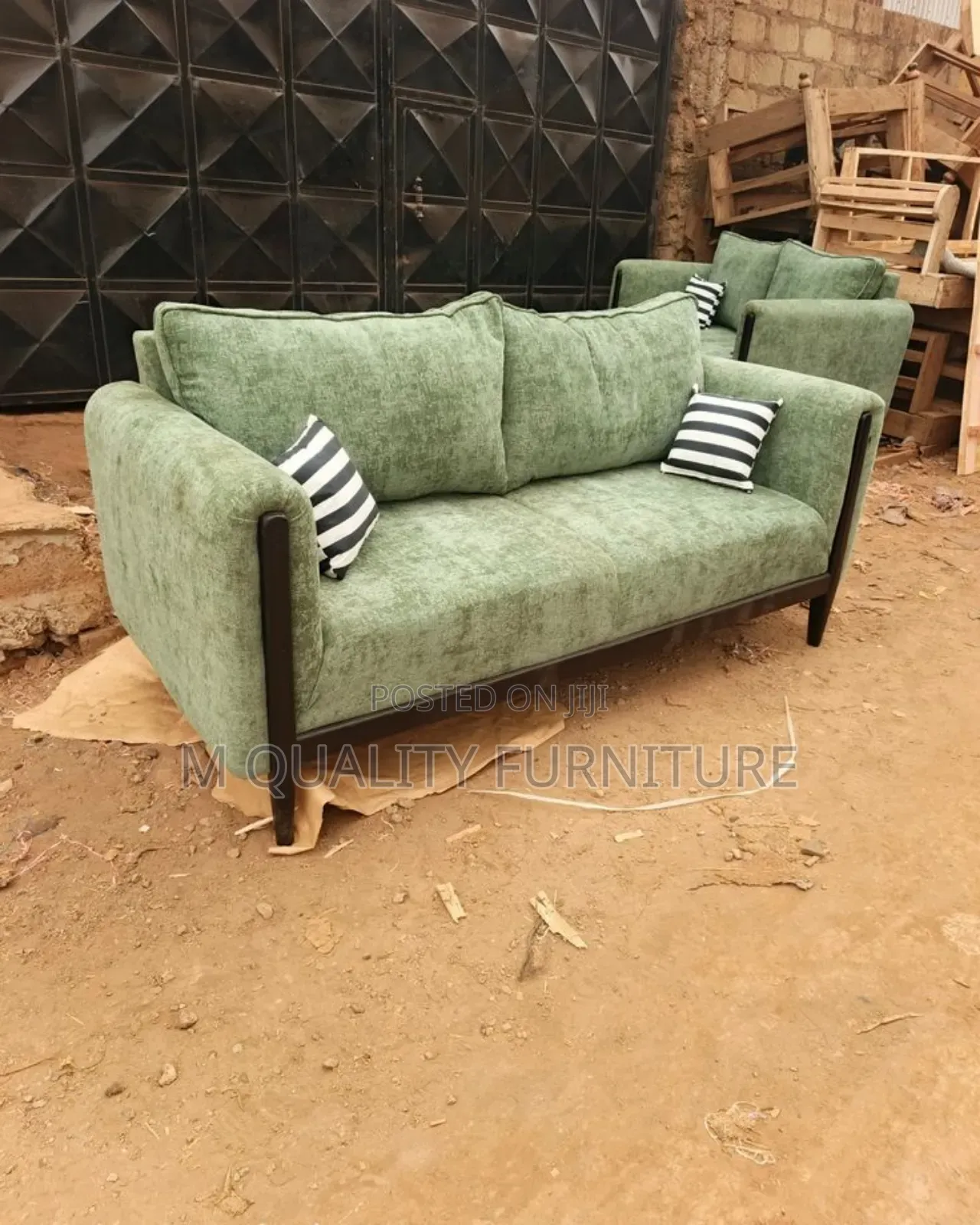 Green 3 Seater Sofas Made With High Density Cushions