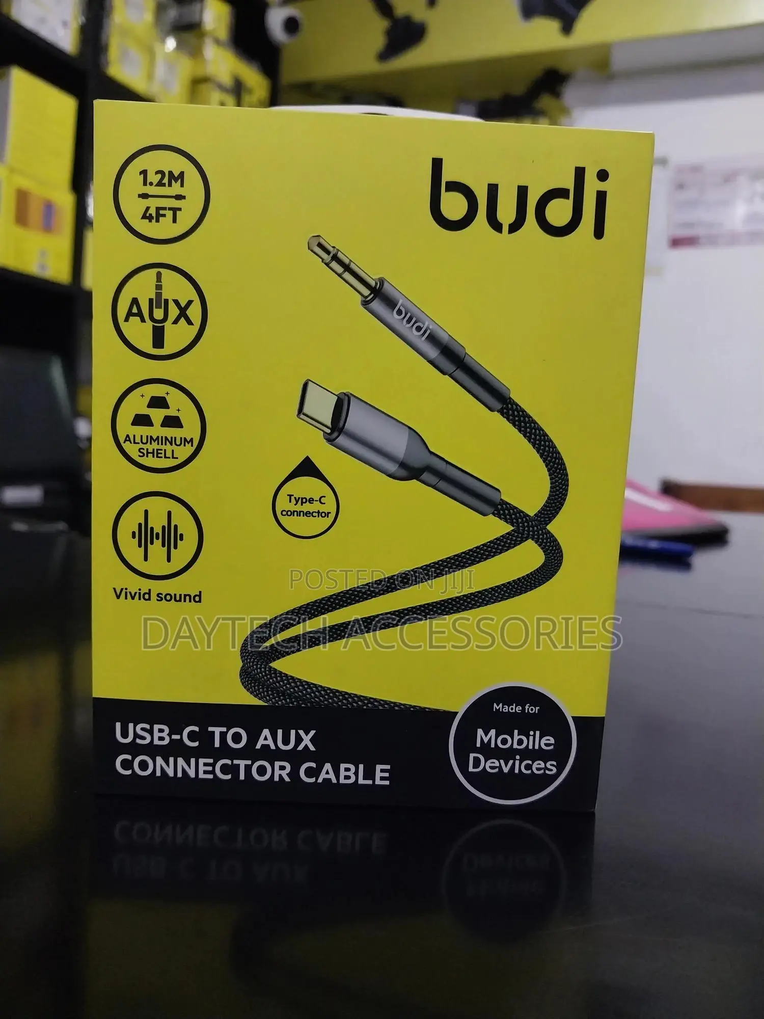 Budi Dc131tx Type C to Aux Connector 1.2m Braided Cable