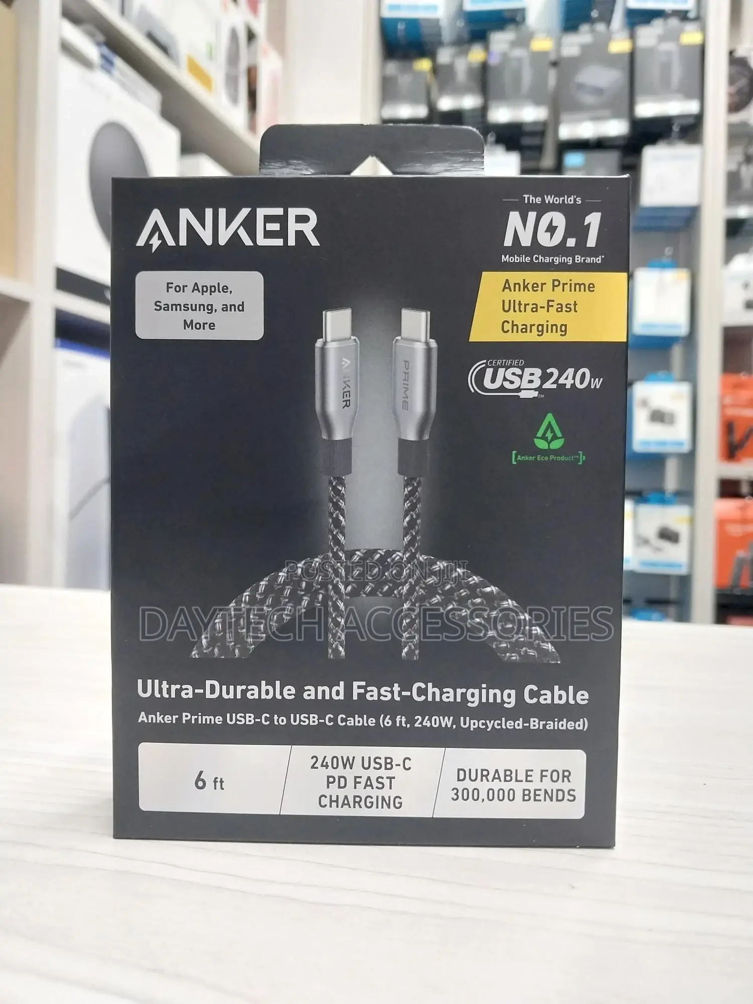 Anker Prime Usb C to Usb C Cable, 240w Fast Charging Cord 1.8m.