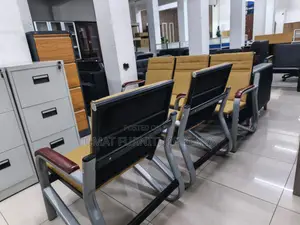 5 Seater Brown Mahogany Waiting Sofa